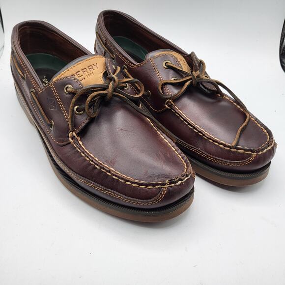 Sperry Topsider Amaretto Leather Mako Canoe Moc Boat Shoe Flat Heel Men\'s Sz 12M